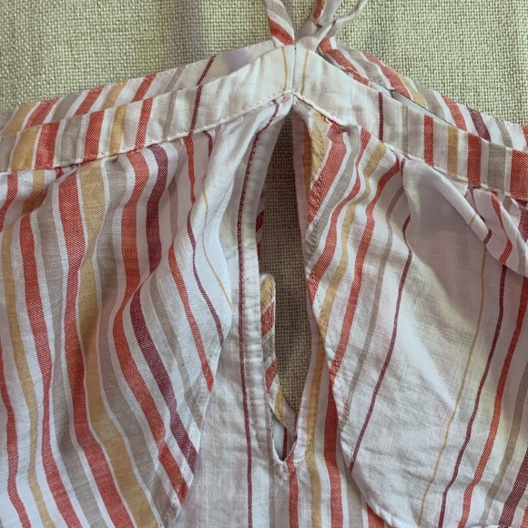 Express Off the Shoulder White Top with Stripes (XS) - Picture 3 of 4